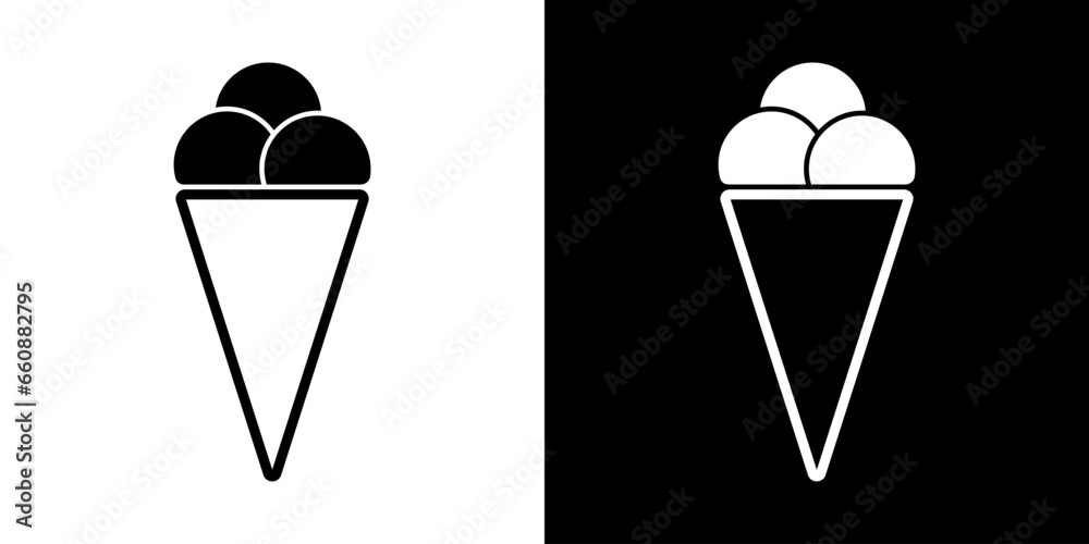 Ice cream line sign. Waffle cup ice cream illustration. Vector icon ...