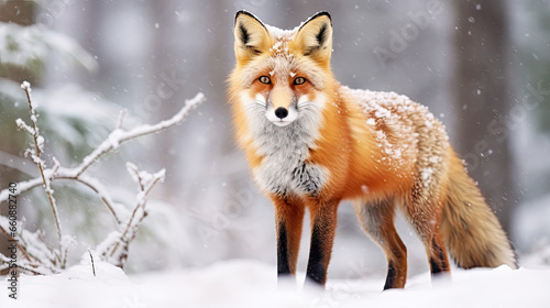 red fox in the snow © Igor
