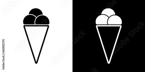 Ice cream line sign. Waffle cup ice cream illustration. Vector icon frozen dessert.