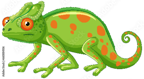 Cute colourful chameleon cartoon isolated