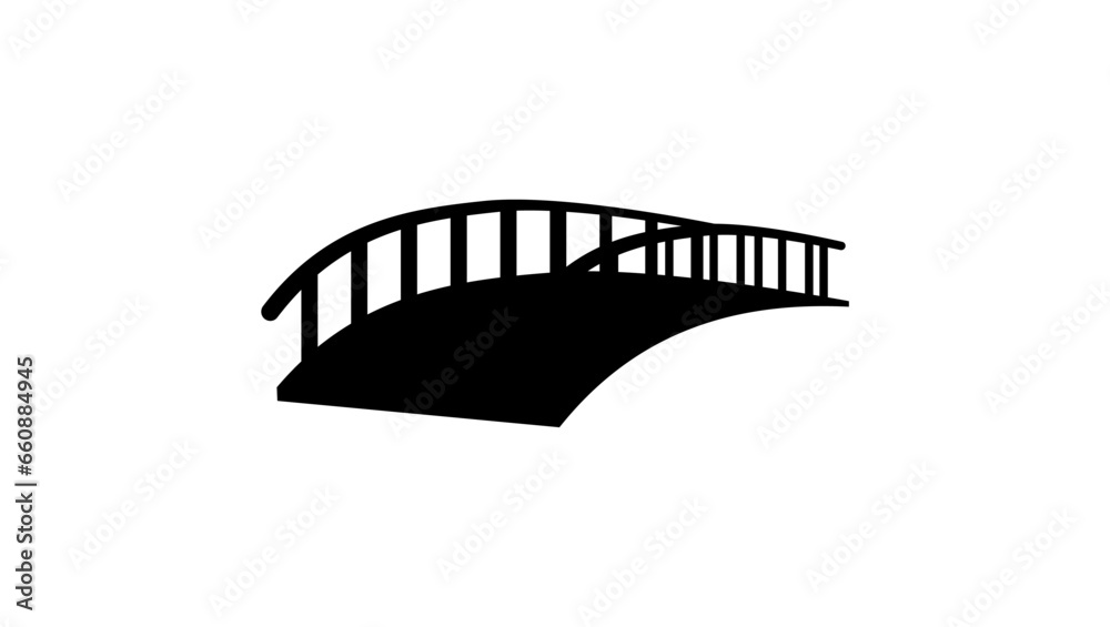 Park bridge, black isolated silhouette