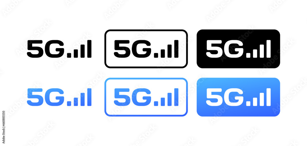 5G communication sticks icons. Different styles, 5G perfect connection indicator, 5G icons. Vector icons 5G communication sticks icons. Different styles, 5G perfect connection indicator, 5G icons. Vector icons
