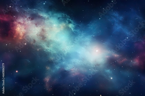 Stunning image of a purple nebula in deep space, with stars and dust swirling around it. Cosmic explosion in background