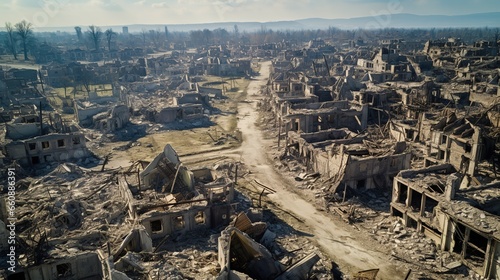 War and destruction: Aerial views of cities destroyed in the civil war, ruined tanks, deserted cities, field hospitals, medical equipment