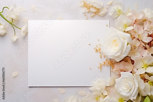 Elegant wedding invitation no text. Top-view. Generative AI © leo_nik