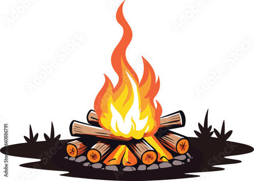 Vector illustration of a campfire.