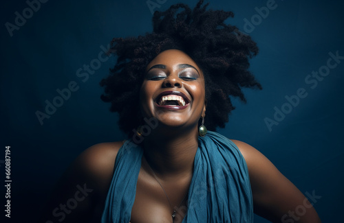 Studio portrait of beautiful fat overweighted woman on different colour background