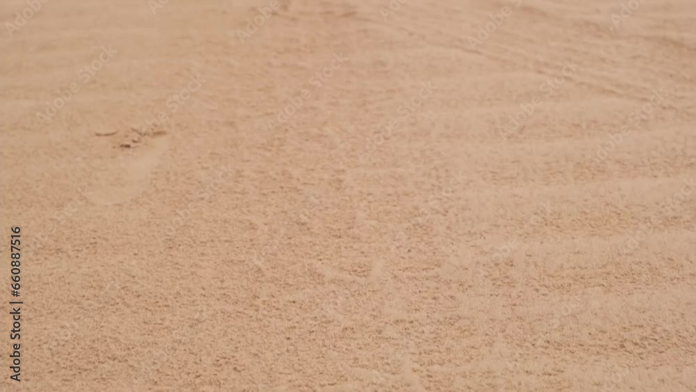Two young women in long dresses developing in the wind walk barefoot through the sand dunes of the desert Two young women in long dresses developing in the wind walk barefoot through the sand dunes of the desert