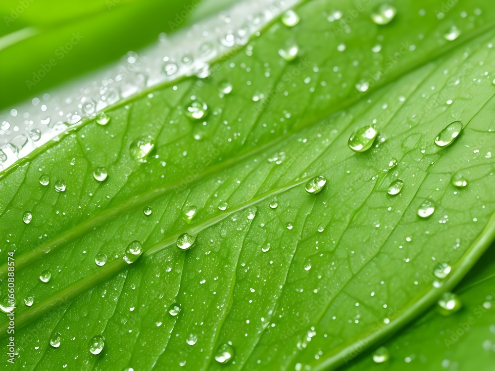 green leaf with water drops green leaf with water drops