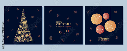 Wallpaper Mural Christmas and New Year background. Greeting card, web banner. Realistic gift box, Christmas wreath, Christmas tree toy. Tinsel, falling decorative objects. Christmas xmas. Vector illustration, EPS 10. Torontodigital.ca