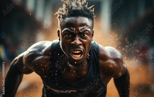 Energetic Young Man Running Portrait.