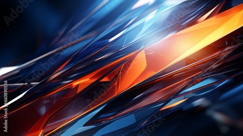 Abstract geomtric background of orange stripes on a dark blue background. Background for design. photo