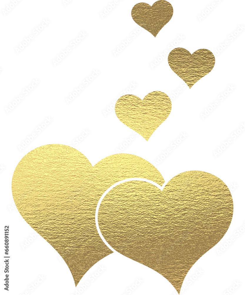 goldene Herzen mit transparentem Hintergrund 
