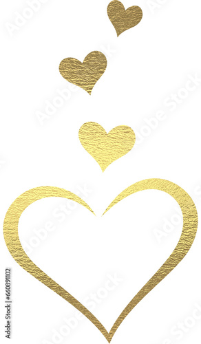 goldene Herzen mit transparentem Hintergrund 