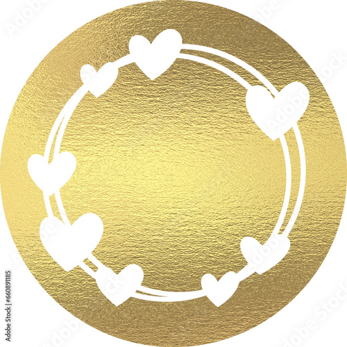 goldene Herzen im Kreis mit transparentem Hintergrund 