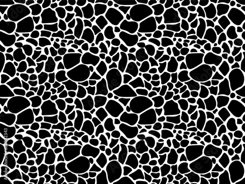 Seamless pattern of black uneven stones,cobblestones,paved sidewalk,castle wall