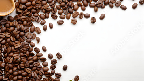 Roasted Coffee Beans with Copy Space on Neutral Background © manuelcrafts