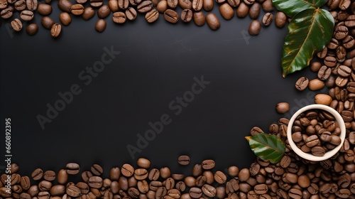 Roasted Coffee Beans with Copy Space on Neutral Background © manuelcrafts