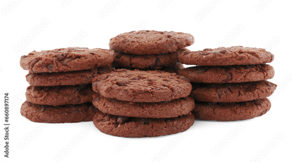 Delicious chocolate chip cookies isolated on white Delicious chocolate chip cookies isolated on white