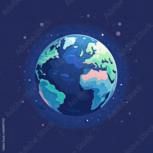 Beautiful Animated Planet Earth Background with Empty Copy Space for Text - Planet Earth Flat Vector Graphics Illustration Backdrop - Colorful Earth Wallpaper created with Generative AI Technology © Sentoriak