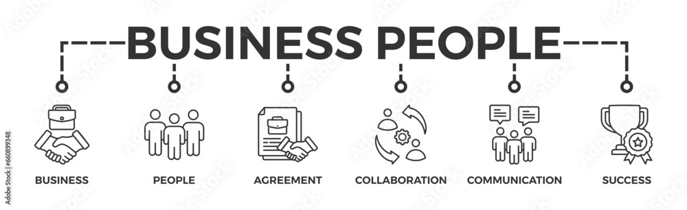 Business people banner web icon vector illustration concept with icon of business, people, agreement, collaboration, communication and success Business people banner web icon vector illustration concept with icon of business, people, agreement, collaboration, communication and success
