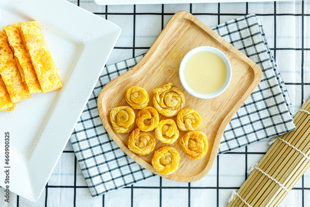 Fototapeta premium Mini roti with sweetened condensed milk