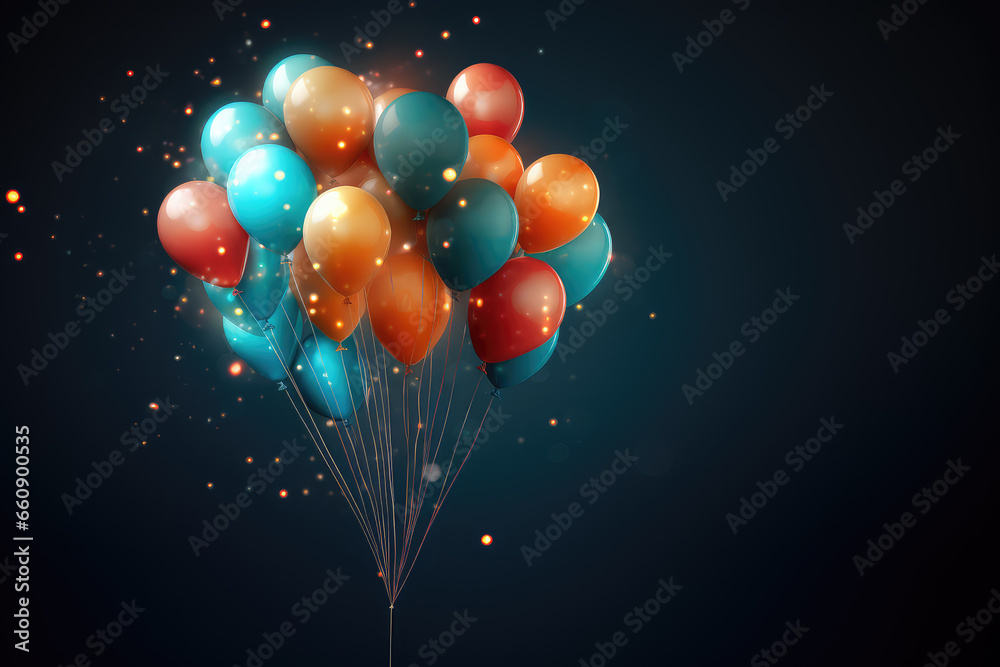 Experience the magic of a celebration in the night sky with colorful balloons and soaring fireworks. Perfect for conveying the joy of a special event. Experience the magic of a celebration in the night sky with colorful balloons and soaring fireworks. Perfect for conveying the joy of a special event.