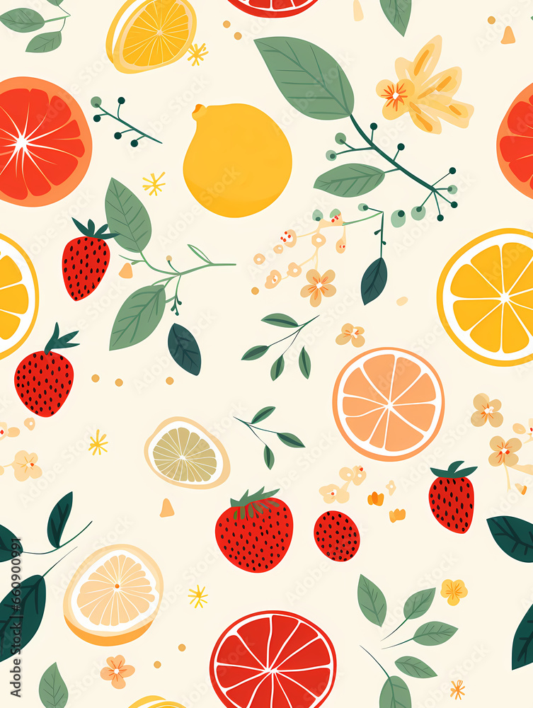 A Pattern Of Fruit And Leaves A Pattern Of Fruit And Leaves