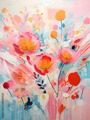 Abstract Garden - A Painting Of Flowers And Leaves