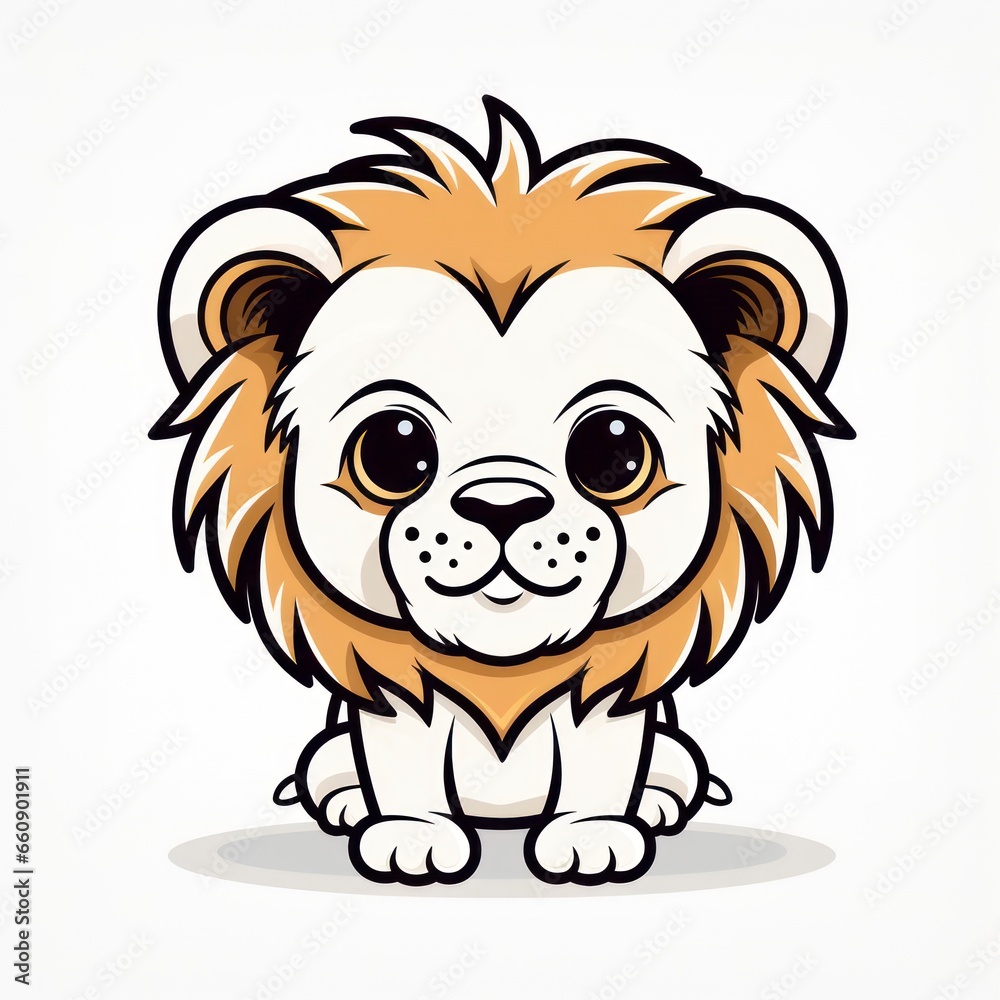 Lion cute kawaii style design for t-shirt isolated on white background Lion cute kawaii style design for t-shirt isolated on white background