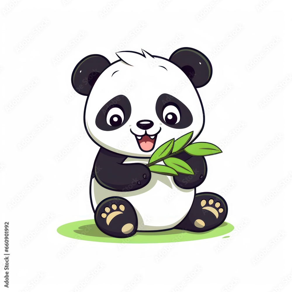 Fototapeta premium Panda bear cute kawaii style design for t-shirt isolated on white background