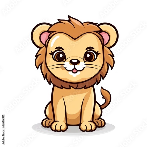Lion cute kawaii style design for t-shirt isolated on white background
