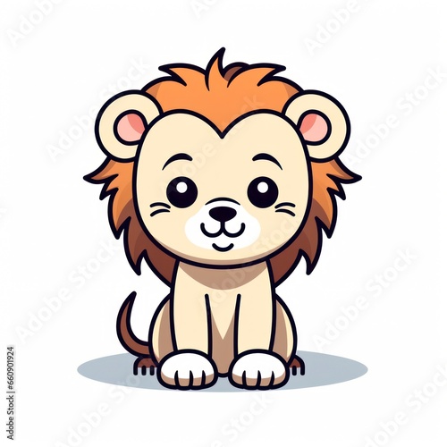 Lion cute kawaii style design for t-shirt isolated on white background