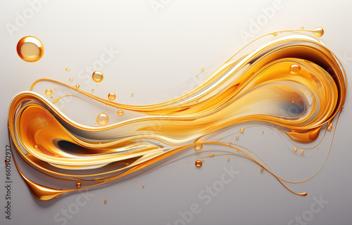 oil drop in a golden stream of water
