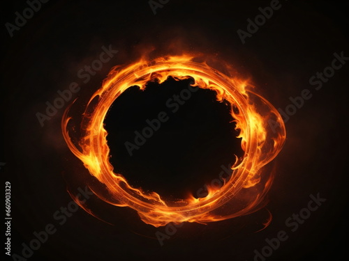 Huge ring of fire on a black background