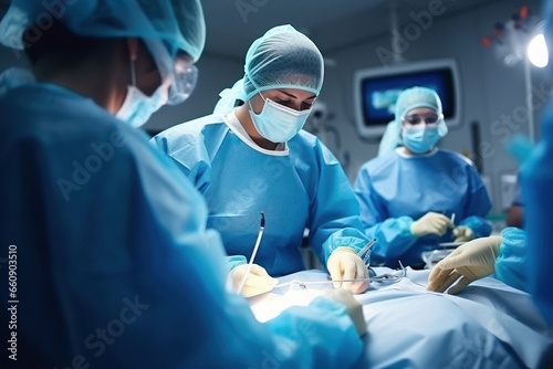 Doctors team operating patient at hospital