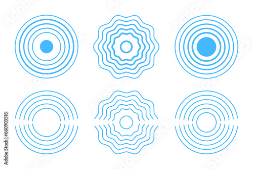Set of vector radar icons with editable strokes
