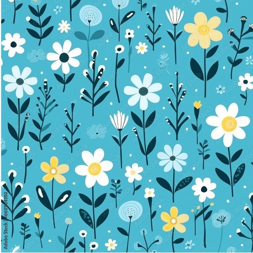 Seamless pattern with autumn leaves and pumpkins. Vector illustration.