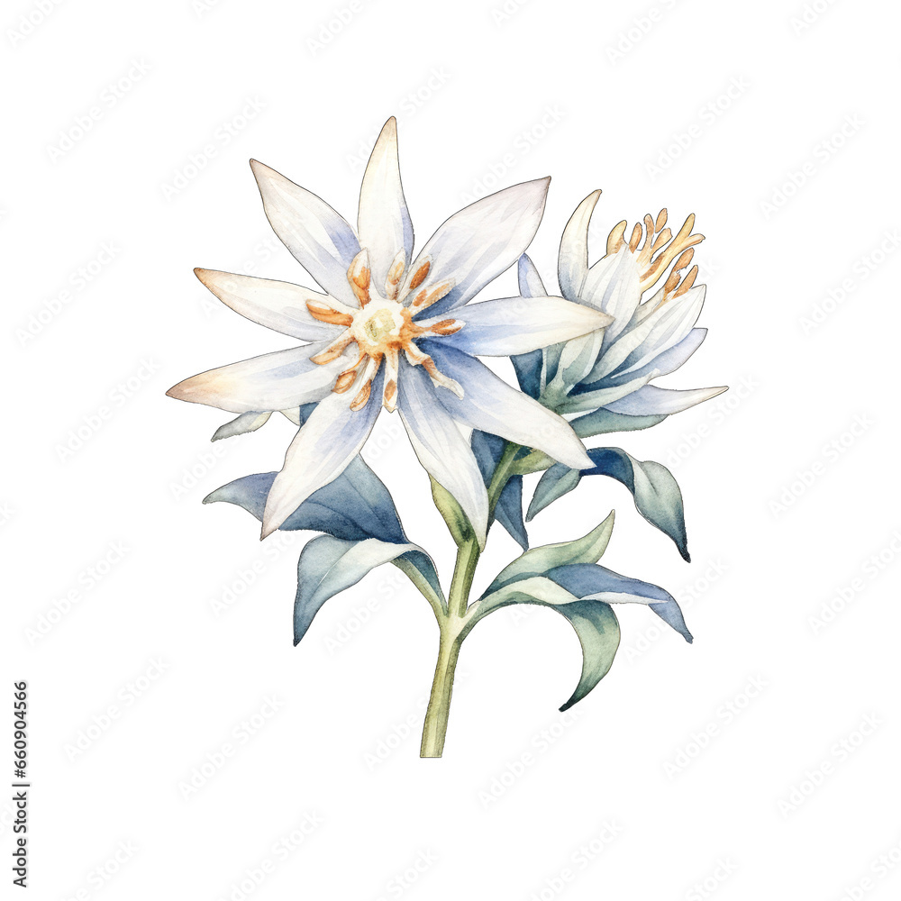 Edelweiss Elegance in Watercolor