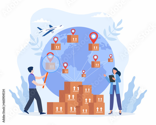  Logistic Incharge Check Product goods for shipping transport Global logistics distribution services