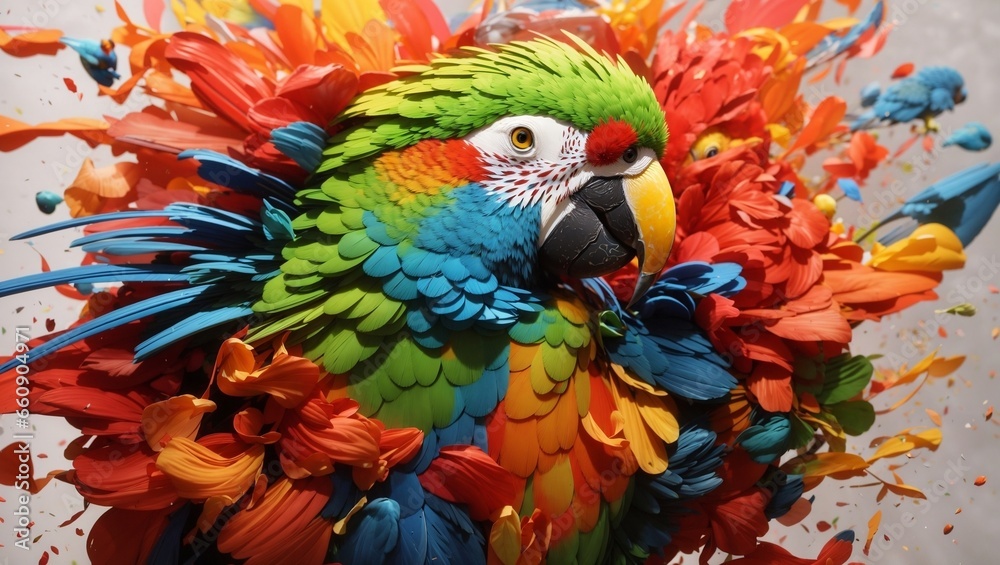 Obraz premium splash of color becoming a parrot