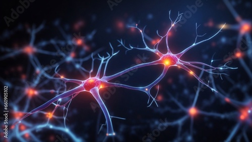 active nerve cells.Human brain stimulation or activity with neuron.

 photo
