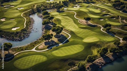 Wallpaper Mural Idyllic golf course landscape with pristine greens and clear blue sky Torontodigital.ca
