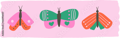 Cute Hand Drawn Washi Tape Moth