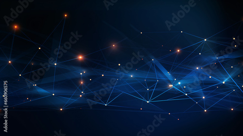 Modern abstract network science connection technology gold line premium dot and graphic design. on hi tech future blue background network. 