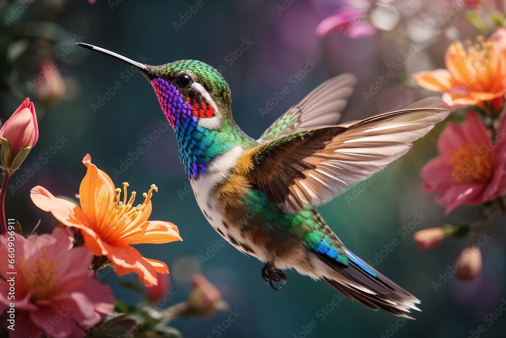 Vibrant Hummingbird in Marjolein Bastin Style created with AI