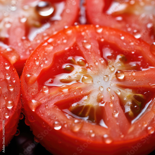 Close-up of a slice of tomato  macro