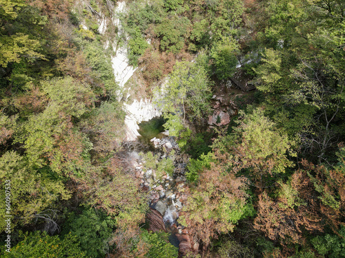 Drone view at Gole della Breggia valley in Switzerland photo