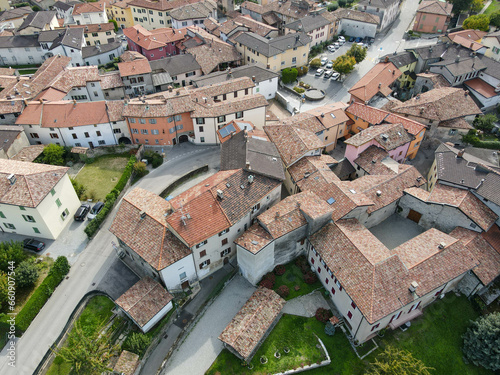Drone view at the village of Morbio Inferiore in Switzerland