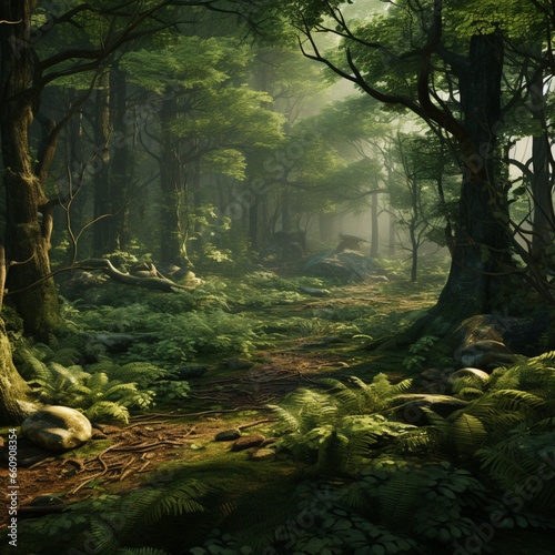 Dense forest in a mystical woodland © TeodoroInnovateArts